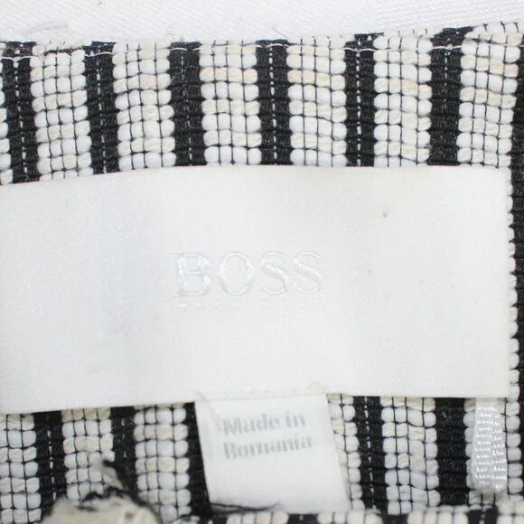 Hugo Boss Komina Black & White Striped Cropped Jacket Frayed Hem Jacket - Picture 7 of 7